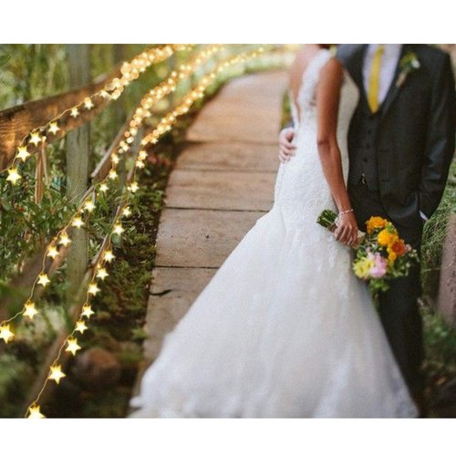 Homeleo Warm White 50 Led Star Fairy Lights with Remote Control, Battery Powered Five-Pointed Star String Lights