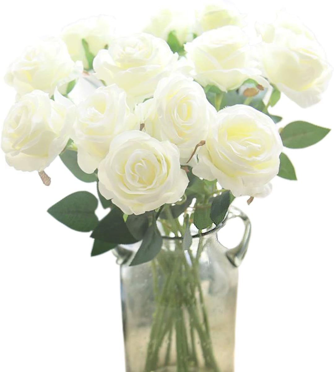 Real Touch Mini PU Tulips Bouquet - Premium Artificial Flowers for Wedding, Home & Event Decor (Set of 30, Cream White)