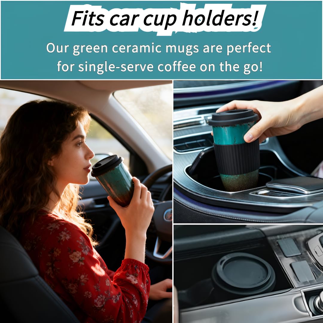 Moxhendix Ceramic Travel Mug With Lid, On the Go Coffee Mug.16oz-Ceramics Coffee Tumbler. Dishwasher and Microwave Safe.Reusable Coffee Mug-Suitable for travel, office, car cup，Daily use.