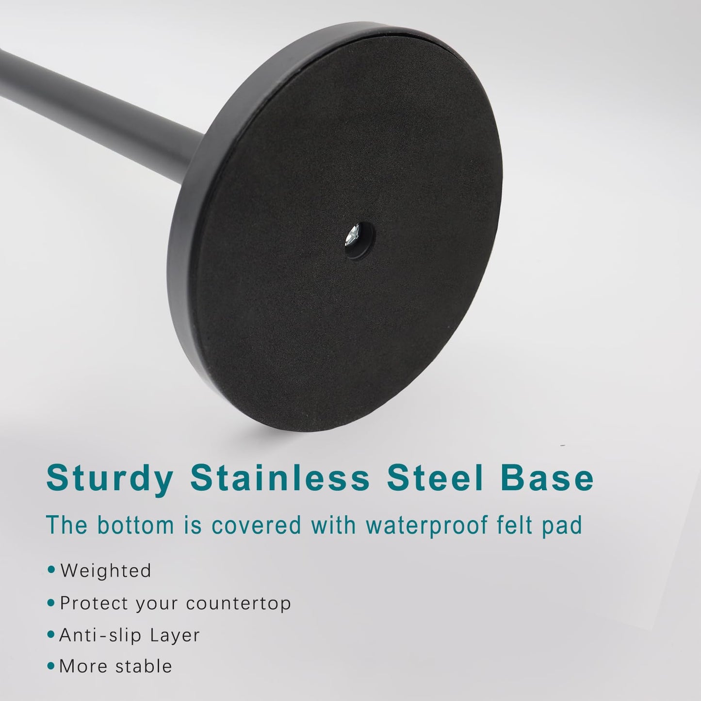 Paper Towel Holder Countertop, Kitchen Roll Holder, Stainless Steel Black Paper Towel Holders for Kitchen Organization, Paper Towel Dispenser Standing Weighted Base for One-Handed Operation
