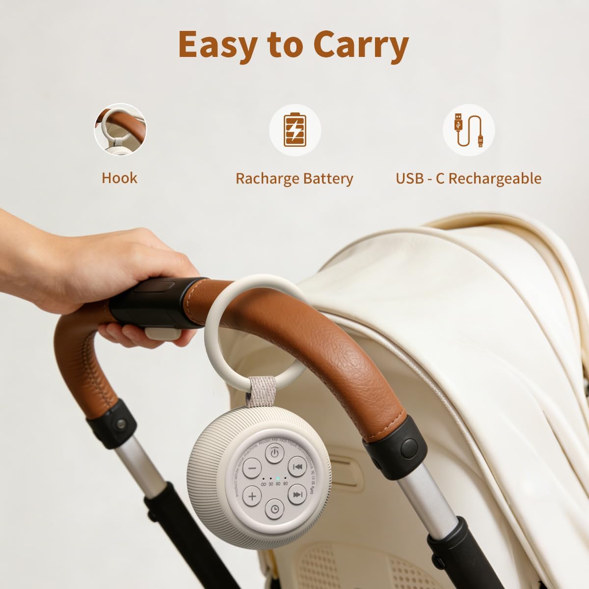 Skiennix Portable Travel Sound Machine - 30 Soothing Sounds, 40-Hour Battery Life, Adjustable Volume for Home & Baby