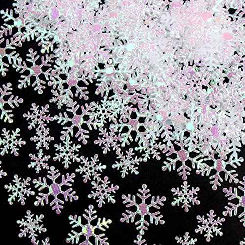 FOIMAS 1600pcs Christmas Snowflake Confetti,Iridescent Snowflake Table Scatter Glitter for Winter Wonderland Party Home Decoration (WHITE)