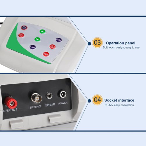 Healthible Lab Benchtop pH Meter - Digital Bench Top pH Meter and Electrode,Laboratory ph Meter for Liquid,0.01 pH Accuracy,with Data Storage Function