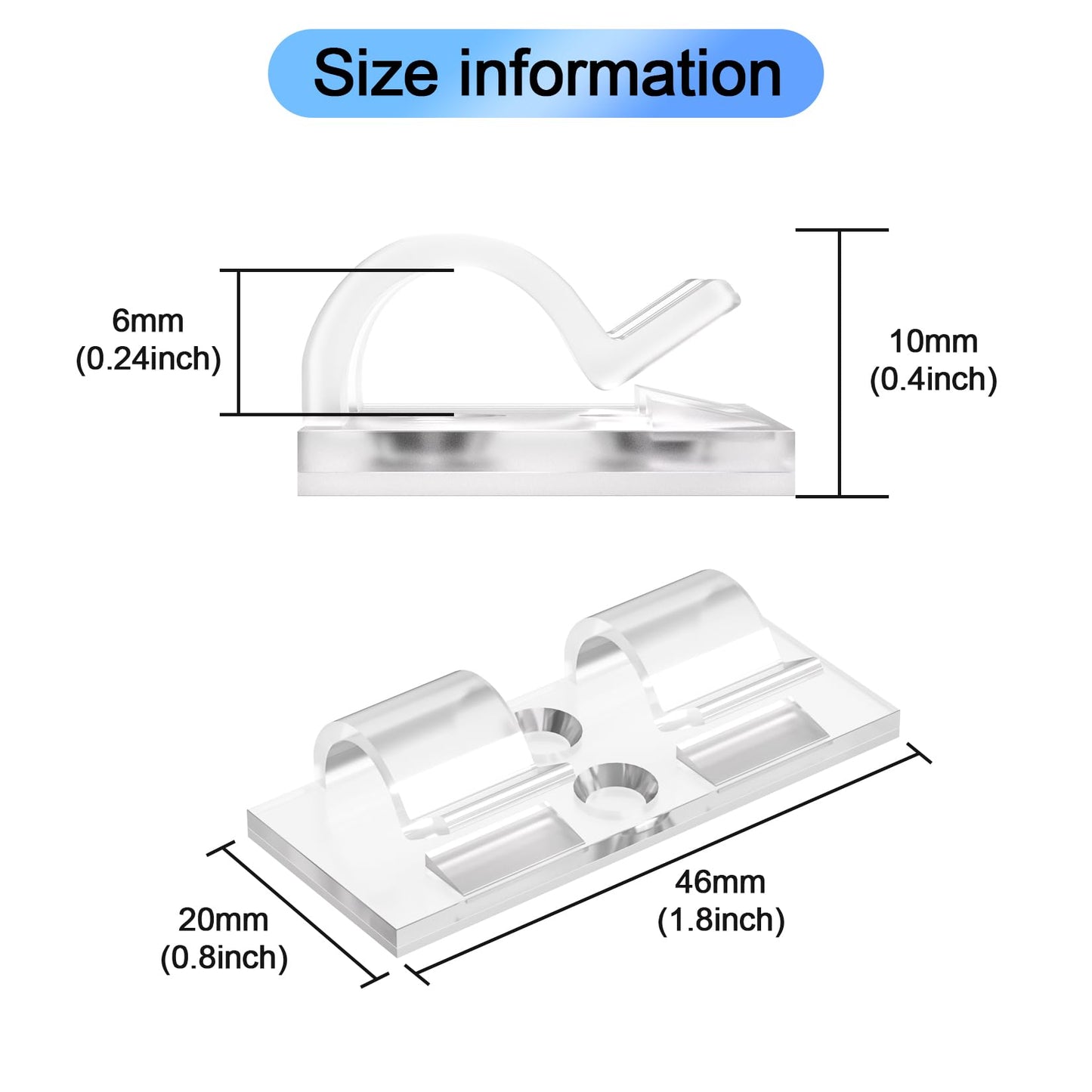 XHF 30PCS Clear Hooks for Outdoor String Lights Clips, Heavy Duty Adhesive with Holes and Screws, for Hanging Christmas Lighting