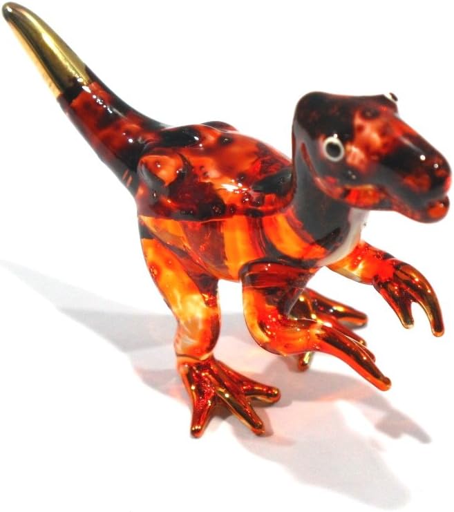 Handmade Mini T-Rex Blown Glass Art Figurine - Unique Jurassic Dinosaur Decor