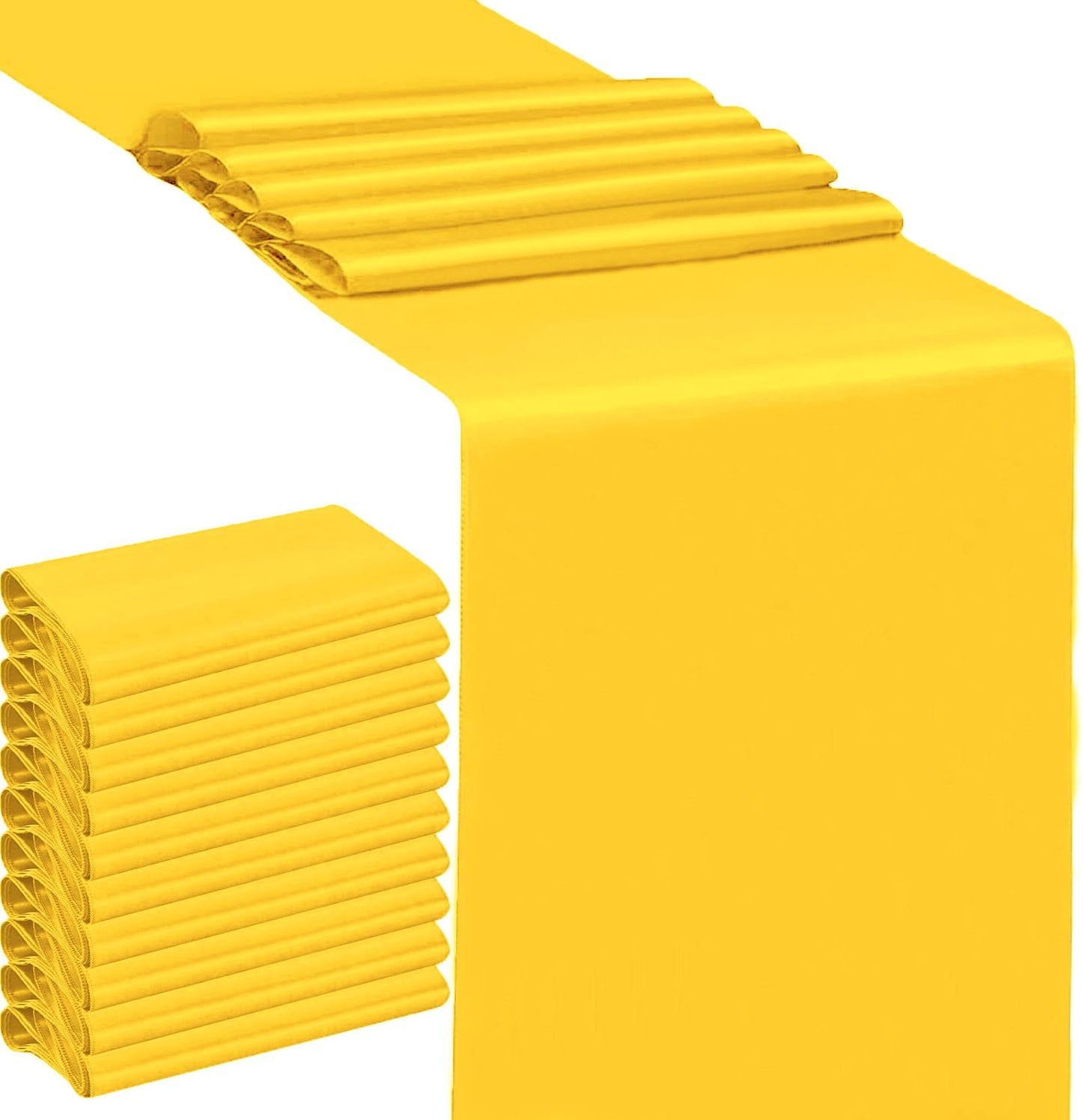 Skiennix Wedding Satin Table Runners - 10 Pack, 12" x 108" for Parties & Events | Yellow
