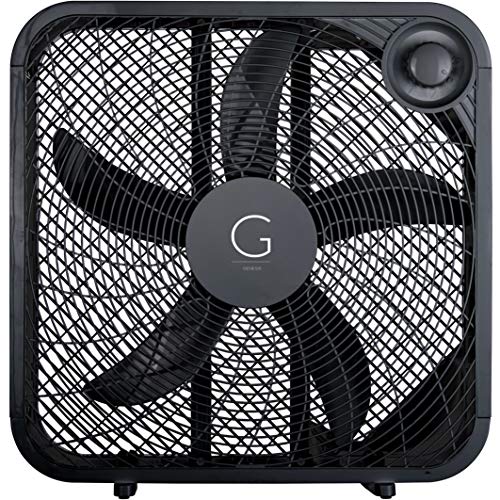 20-Inch Box Fan with 3-Speed Settings, High Velocity Cooling, Carry Handle - Black