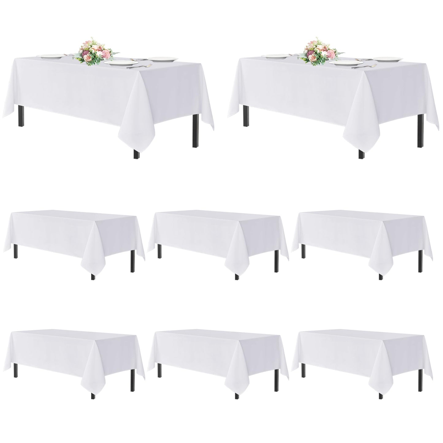 sancua White Table Cloths Rectangle, 8 Pack Tablecoths for 6 Foot Tables - Washable Polyester Fabric Table Cover for Wedding, Birthday Party, Banquet Reception, 54x108 Inch