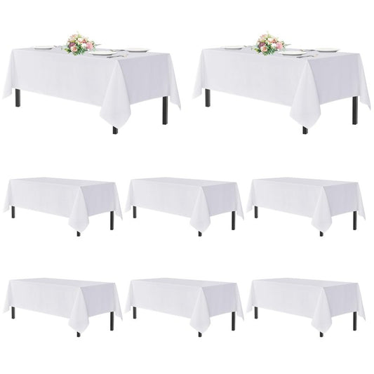 sancua White Table Cloths Rectangle, 8 Pack Tablecoths for 8 Foot Tables - Washable Polyester Fabric Table Cover for Wedding, Birthday Party, Banquet Reception, 60x120 Inch