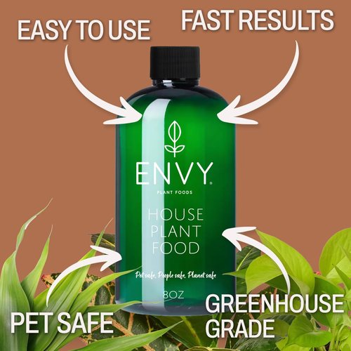 Envy House Plant Food - Advanced Liquid Fertilizer for Indoor Plants - All-Purpose Formula for Stronger Roots & Greener Leaves (8oz)