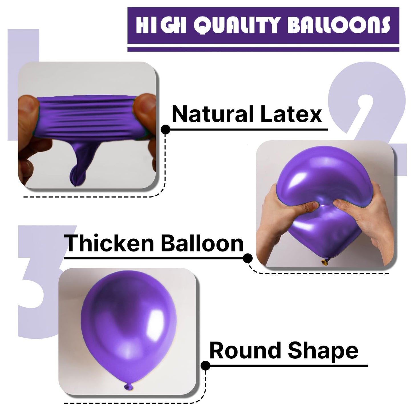 PartyWoo Metallic Purple Balloons 100 pcs 12 Inch Chrome Purple Latex Helium Balloons for Mardi Gras Graduation Wedding Baby Shower Anniversary Birthday Party Decorations Purple-G105