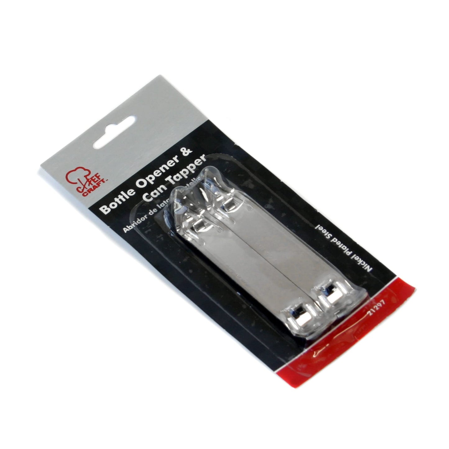 Chef Craft Select Durable Plated Iron Bottle Opener, 4.5 inches in length 2 piece set, Gray