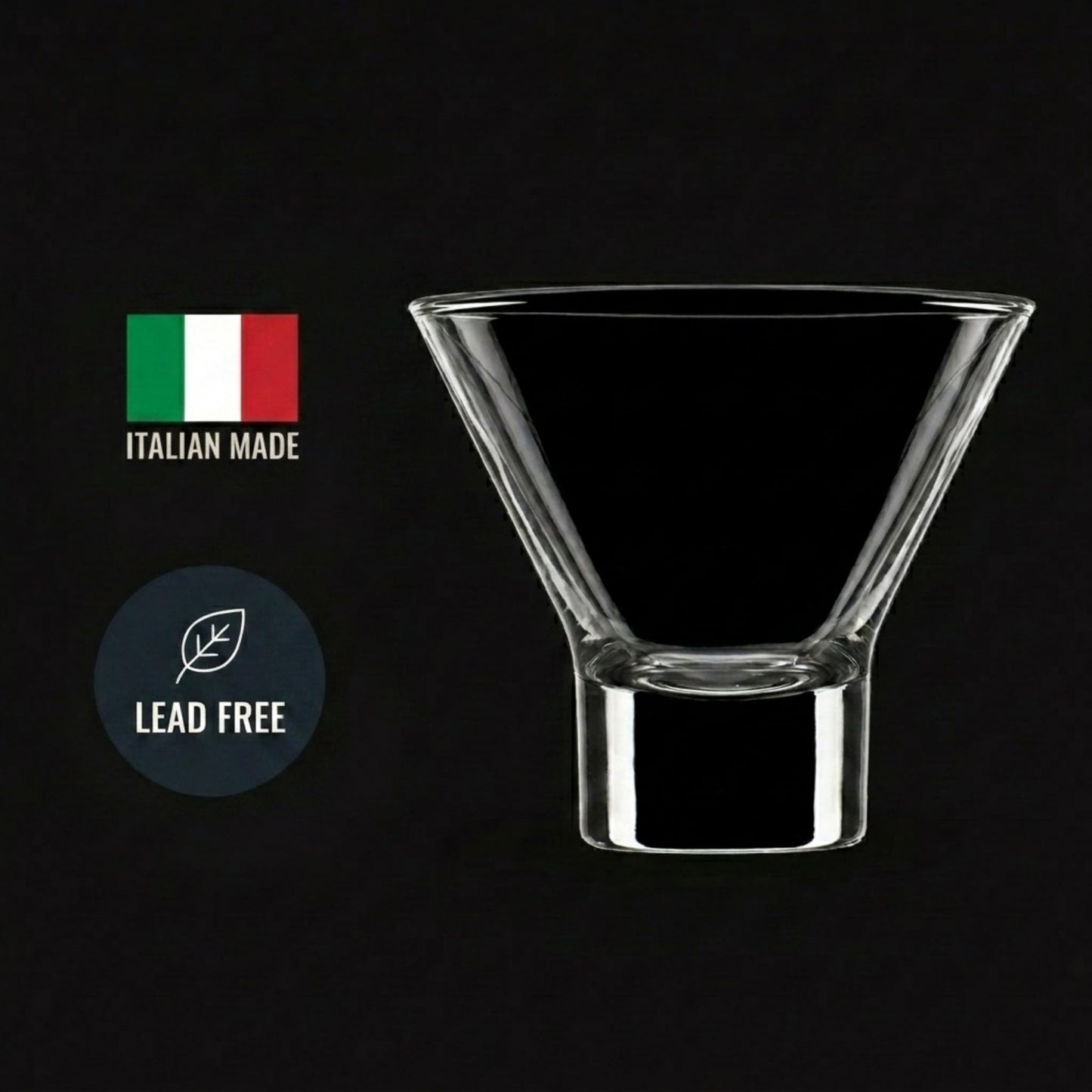 Godinger Martini Glasses, Italian Cocktail Glasses, Dessert Cups, Set of 4, 8oz - Made in Italy