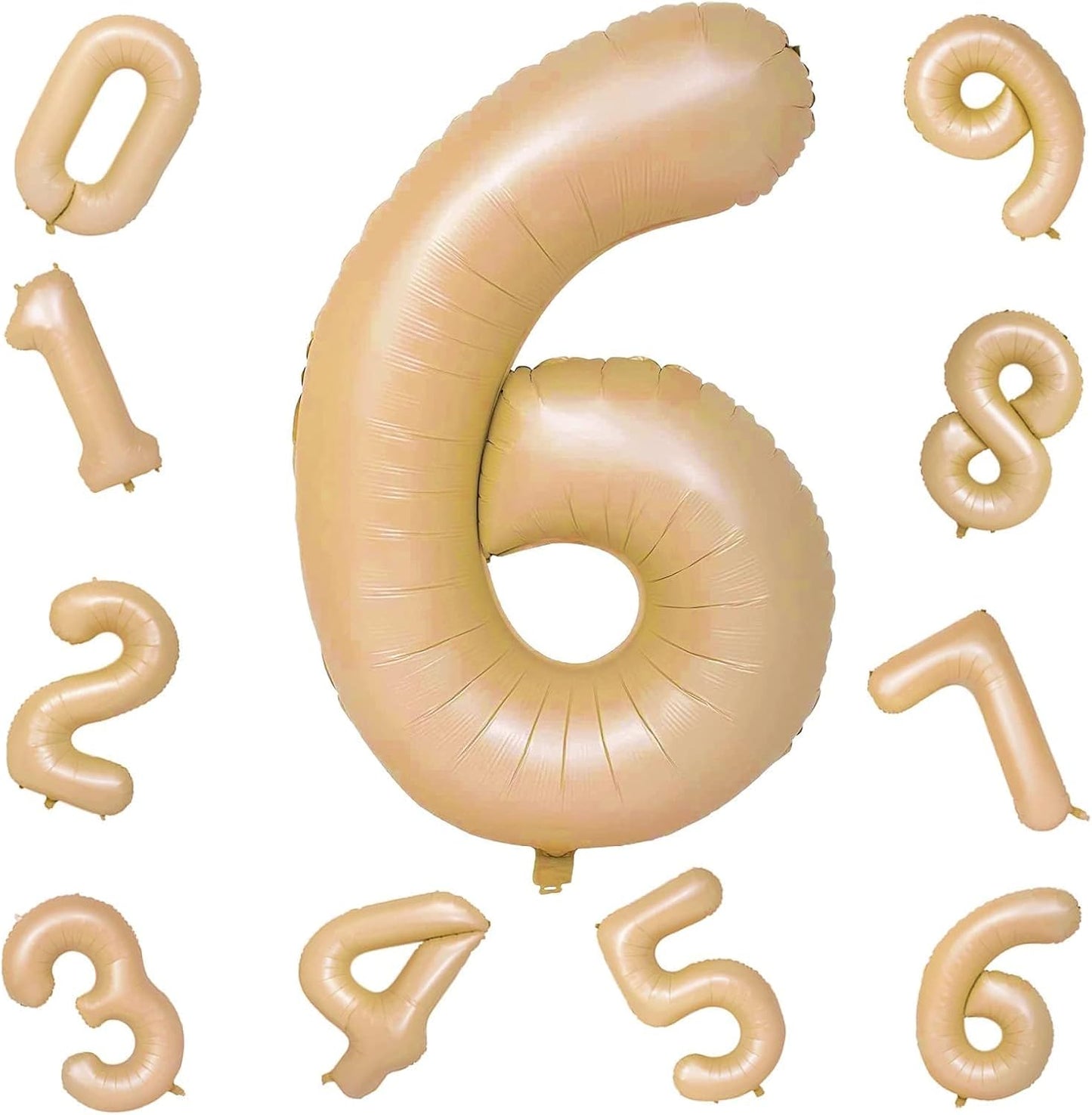 Skiennix Large 40-Inch Tan Number 6 Foil Balloon - Self-Inflating Mylar for Birthday Parties