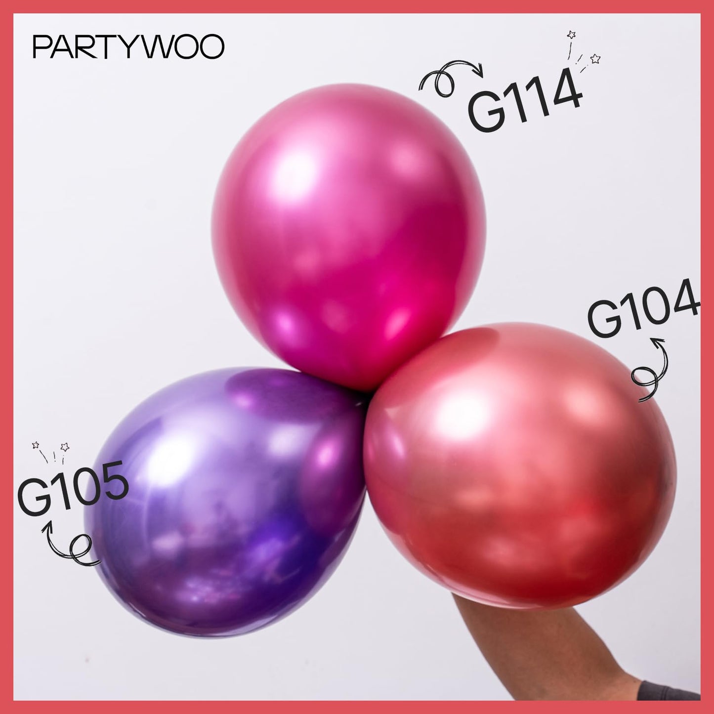PartyWoo Metallic Pink Balloons 50pcs 12 Inch Chrome Hot Pink Magenta Fuchsia Balloons for Birthday Anniversary Bachelorette Wedding Baby Shower Gender Reveal 1950s Party Decorations Pink-G104