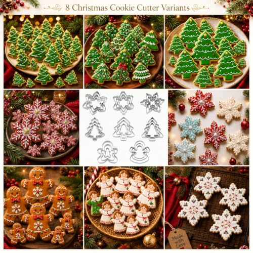 Christmas Cookie Cutters, Stainless Steel 3-Size Set (Christmas Tree