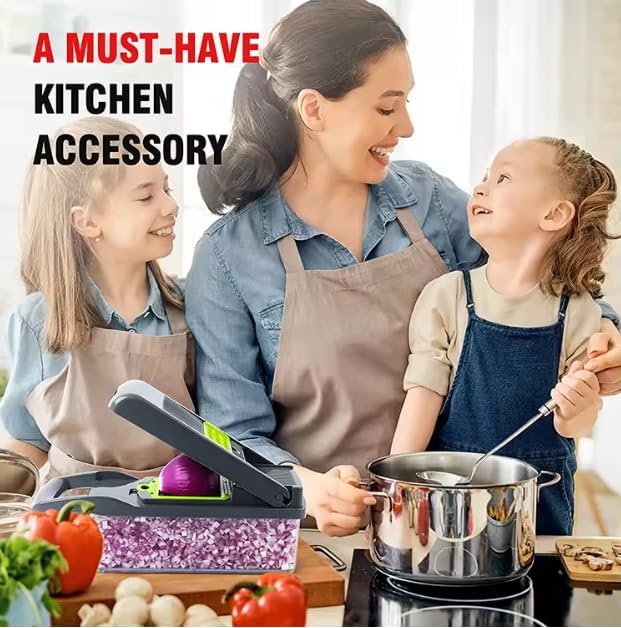 Skiennix 16-in-1 Vegetable Chopper - Multifunctional Veggie Dicer & Mandoline Slicer with Container
