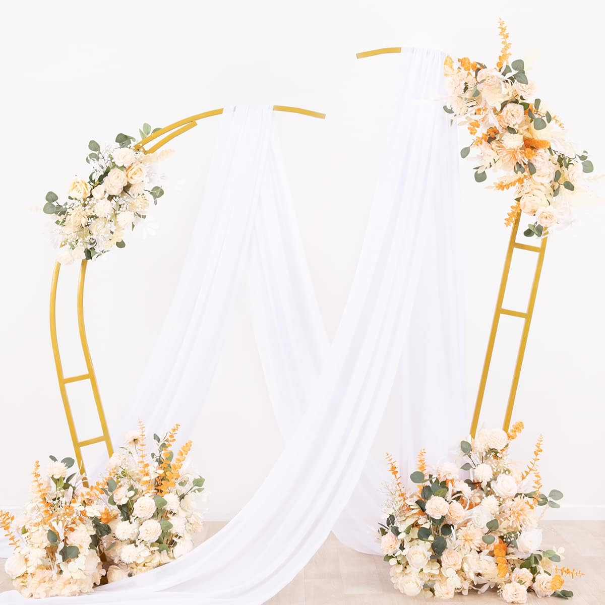 Socomi Wedding Arch Draping Fabric - 1 Panel 29" x 19Ft White Sheer Chiffon Curtain for Events