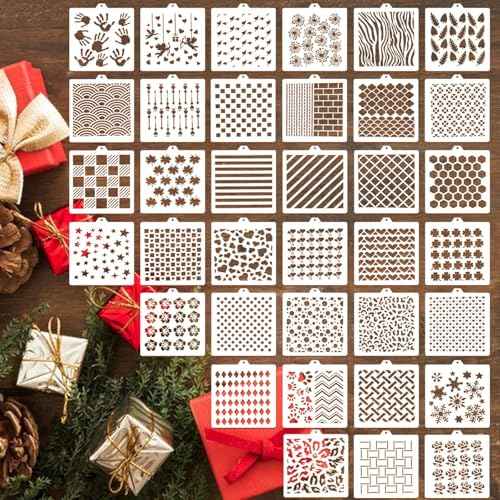 36 PCS Cookie Stencils for Royal Icing, 5.9¡± x 5.5¡° Reusable Airbrush Cookie Stencils for Baking-Cookie Decorating Supplies, Christmas Snowflake Stencil for Craft Painting Gifts Enthusiasts