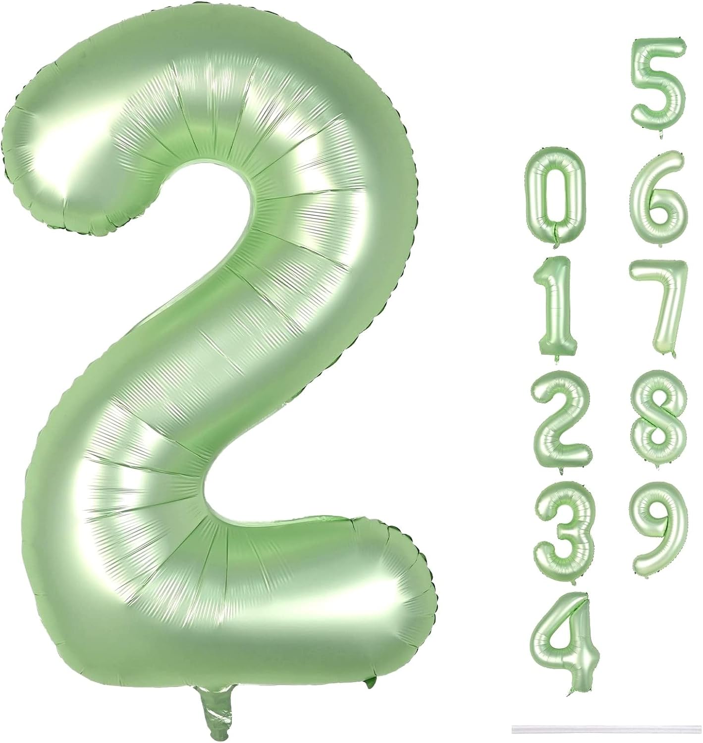 Skiennix 40" Sage Green Number 2 Balloon - Large Foil Helium Balloon for Birthday & Graduation Celebrations