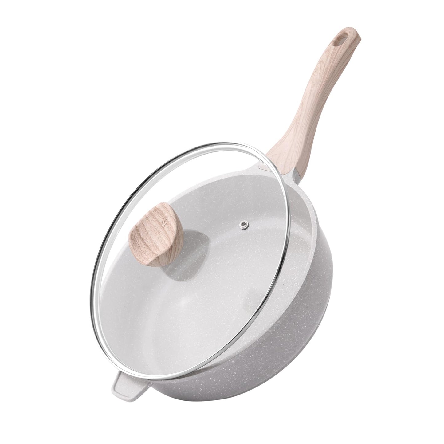 Kordisen Nonstick Ceramic Deep Frying Pan, 10 Inch Non Toxic Skillet with Lid, Healthy Jumbo Cooker, Saute Pan for Cooking, Induction Cookware, PFOA & PFAS Free (Grey)