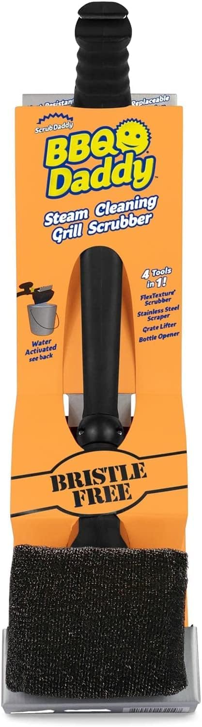 Scrub Daddy BBQ Daddy Grill Brush - Bristle-Free Steel Scraper for Easy Outdoor Grill Cleaning | 1 Count