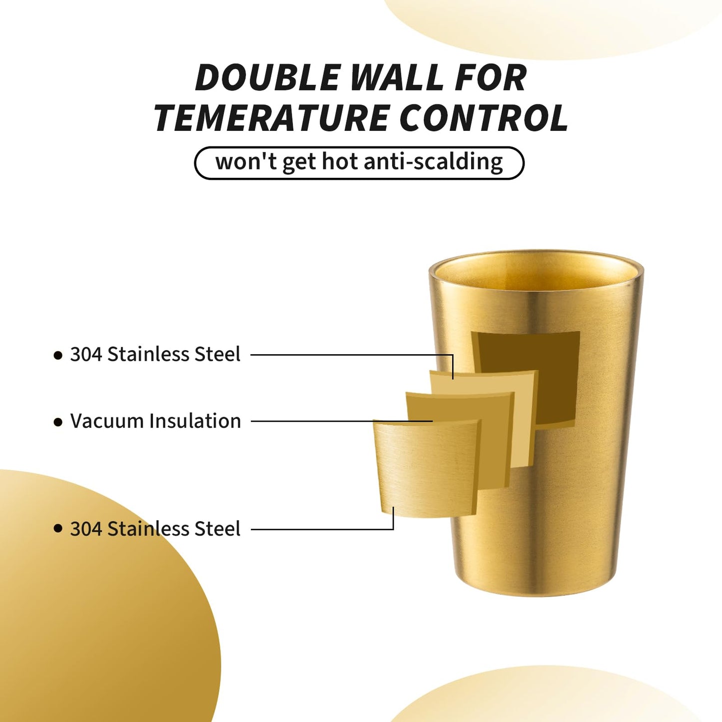 CSTOUTHOM 12 Pack 12 oz Stainless Steel Insulated Cup, Double Wall Vacuum Small Metal Cup, Reusable Camping Cups Unbreakable Indoor Outdoor for Party, Home, Office, BBQ, Gold