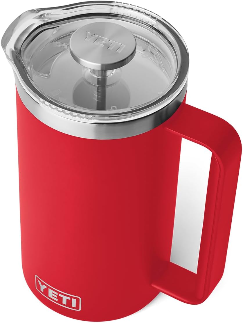 YETI Rambler 34 oz. French Press Coffee Maker - Durable Design in Rescue Red