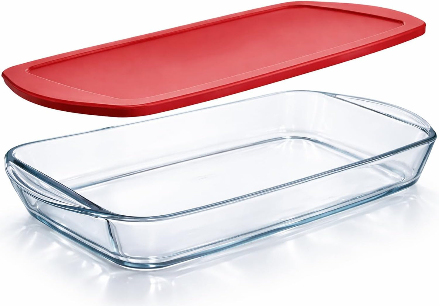 Ums 4-Qt Glass Baking Dish - Borosilicate Casserole with Lid | Oven, Microwave & Dishwasher Safe (15.7'' x 9.8'' x 2.4'')