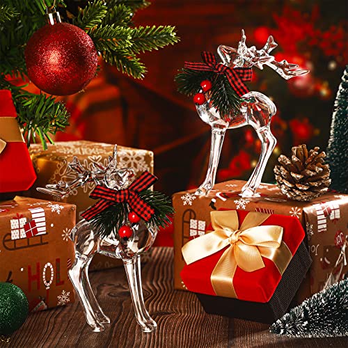Bucherry 2-Pack Christmas Acrylic Reindeer Figurines - Basic Style Holiday Decor