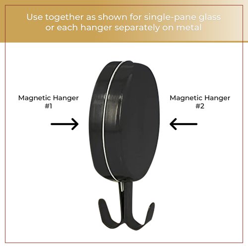 Haute Decor Attract Magnetic Wreath Hanger (Black Matte, Set of 2 Magnets) - for 2 Metal Doors/Surfaces or 1 Single-Pane Glass Door/Window - Holds up to 10lbs.