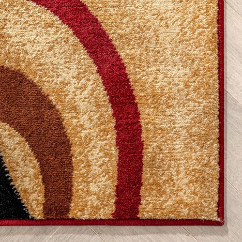 Well Woven Barclay Red Geometric Area Rug 5'3" x 7'3" - Modern Polypropylene