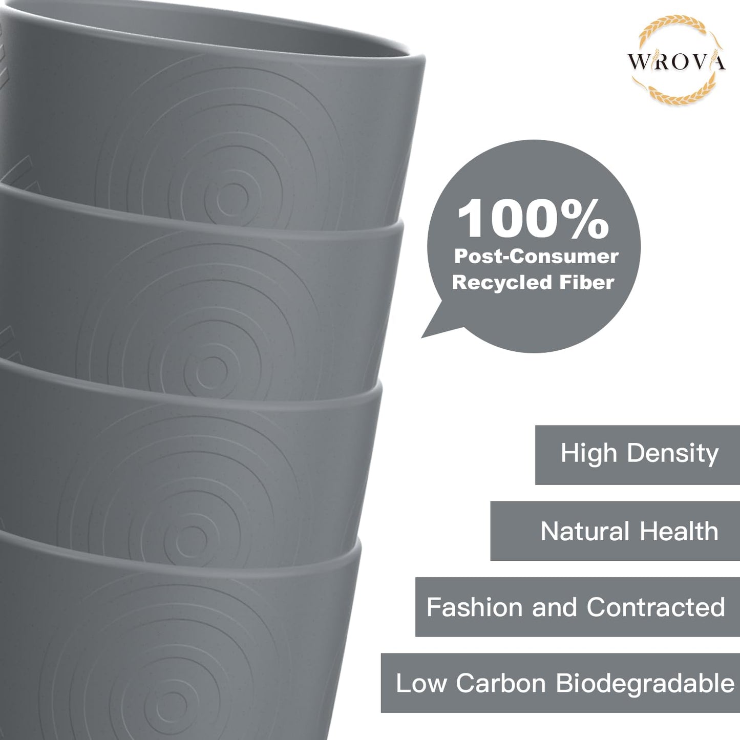 Wrova Wheat Straw Cups 8 PCS Good Alternative to Plastic Reusable Cups 12 oz Unbreakable Drinking Cup Reusable Dishwasher Safe Water Plastic Glasses Grey
