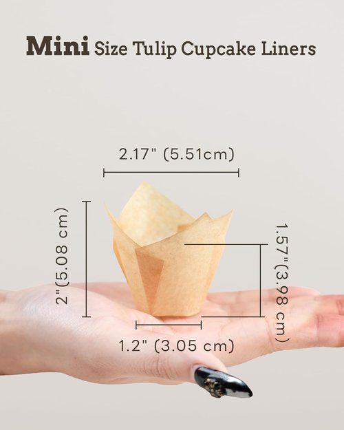 Bake Choice Mini Tulip Cupcake Liners - 200pcs Unbleached Greaseproof Baking Cups | Perfect for Parties & Holidays