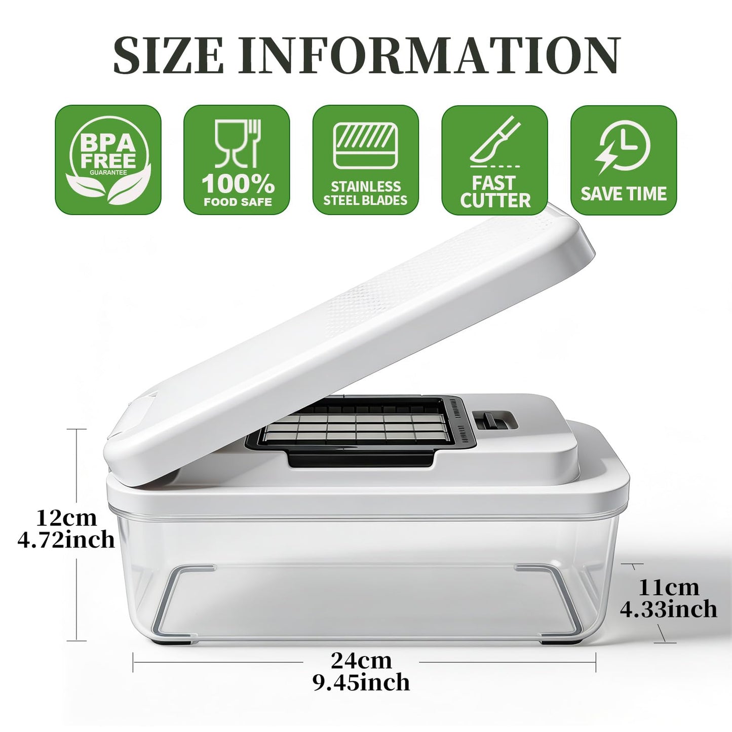 14-In-1 Chopper Vegetable Cutter with 7 Blades, Vegetable Chopper with Container and Lid, Mandoline Slicer for Kitchen, Veggie Slicer for Salad, Cheese Grater, Kitchen Gadgets Accessories Essentials