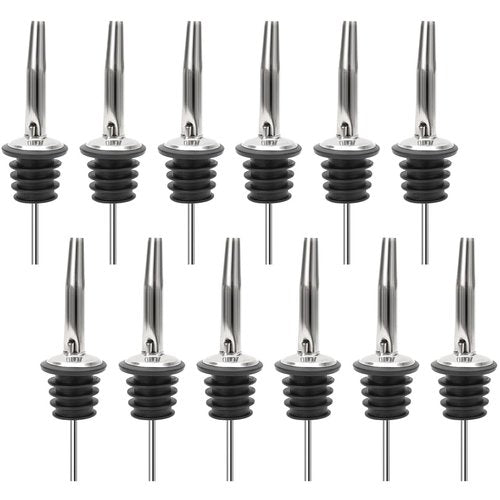 JBtek (12 Pack Stainless Steel Classic Bottle Pourers w/Tapered Spout