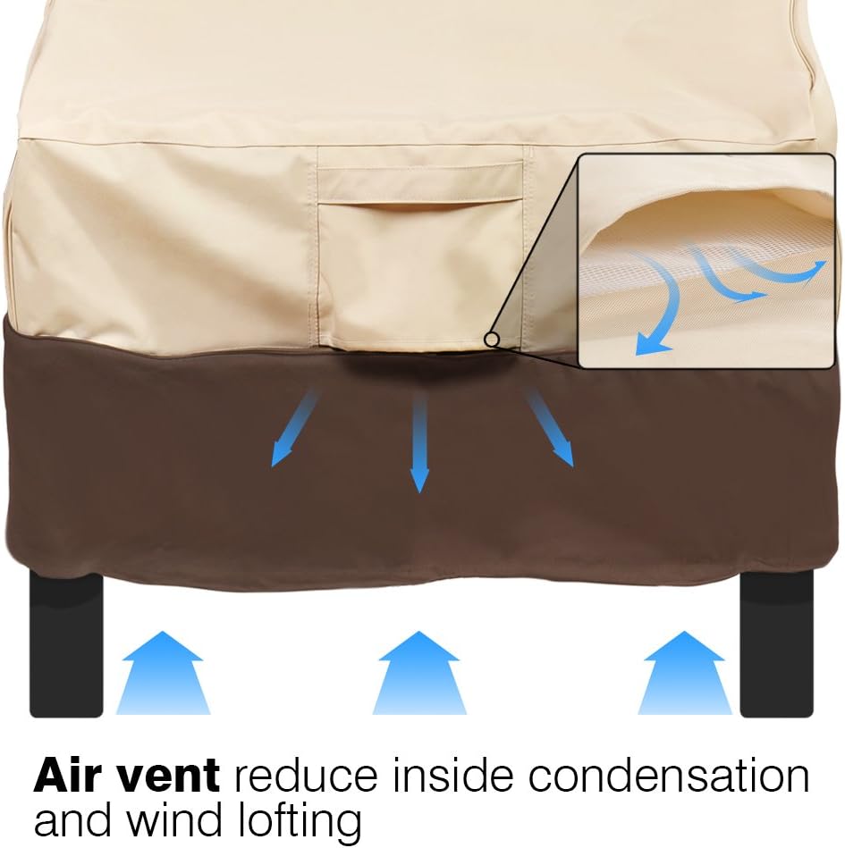 Vailge Patio Chair Covers - Heavy-Duty Waterproof Lounge Deep Seat Protection | Medium, Beige & Brown (2 Pack)
