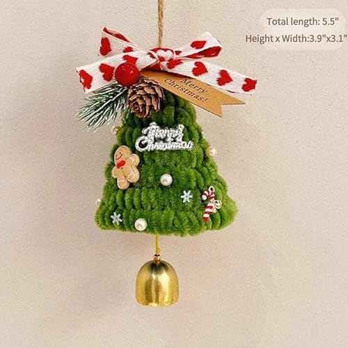 Christmas Ornaments Artificial Christmas Wreath Decorated with Pine Tree, Bell, Bow for Christmas Decorations (Pine Tree Style A)