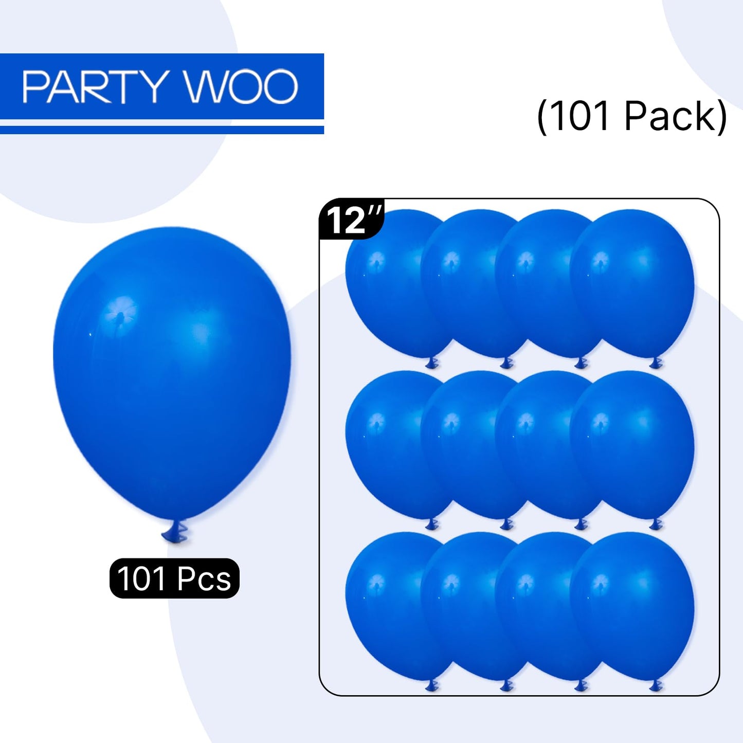 PartyWoo Royal Blue Balloons 101pcs of 12 Inch Dark Blue Latex Balloons for Wedding Baby Shower Gender Reveal Anniversary Graduation Under The Sea Men Birthday Bachelorette Party Decorations Blue-Y5