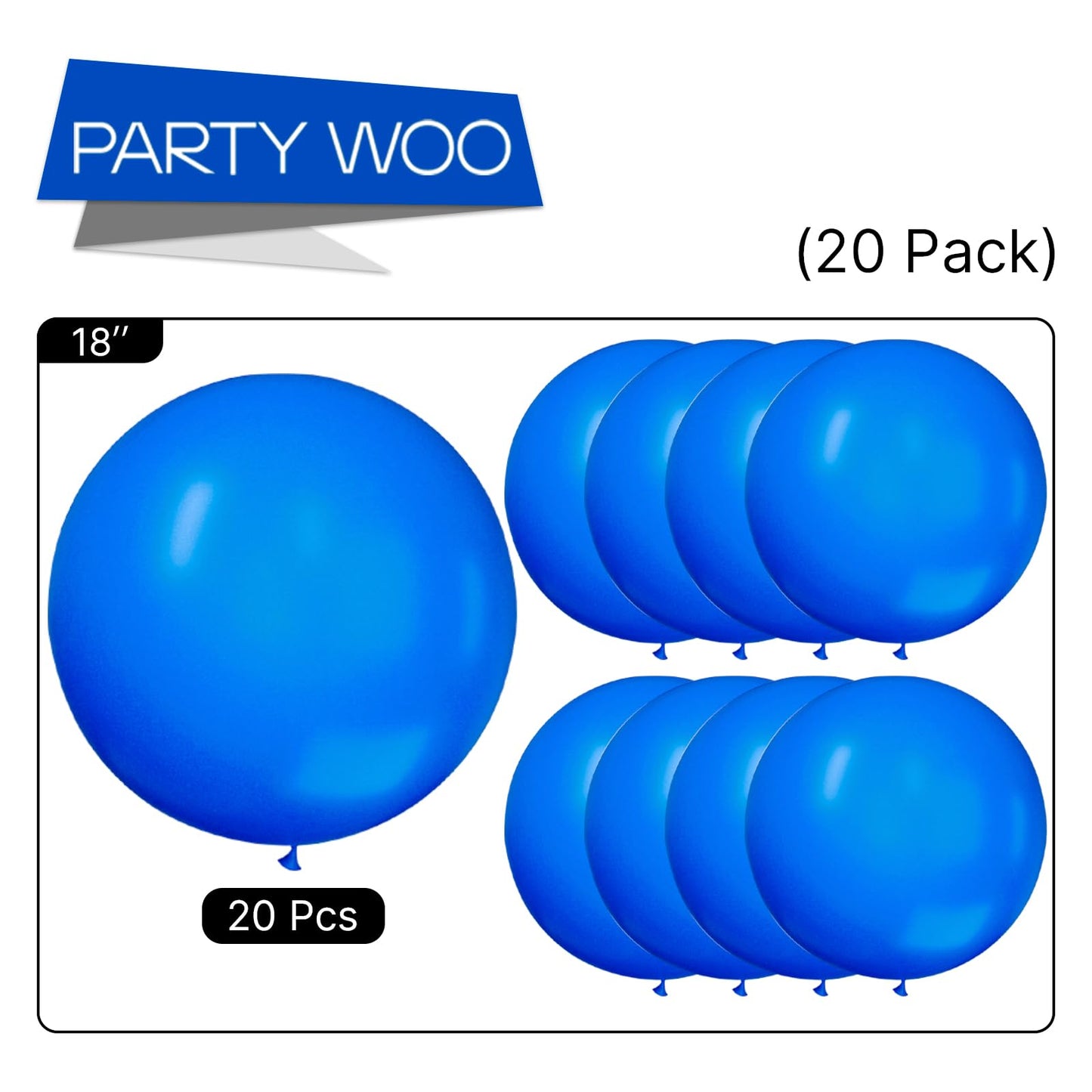 PartyWoo Royal Blue Balloons 20pcs of 18 Inch Dark Blue Latex Balloons for Wedding Baby Shower Gender Reveal Anniversary Graduation Under The Sea Men Birthday Bachelorette Party Decorations Blue-Y5