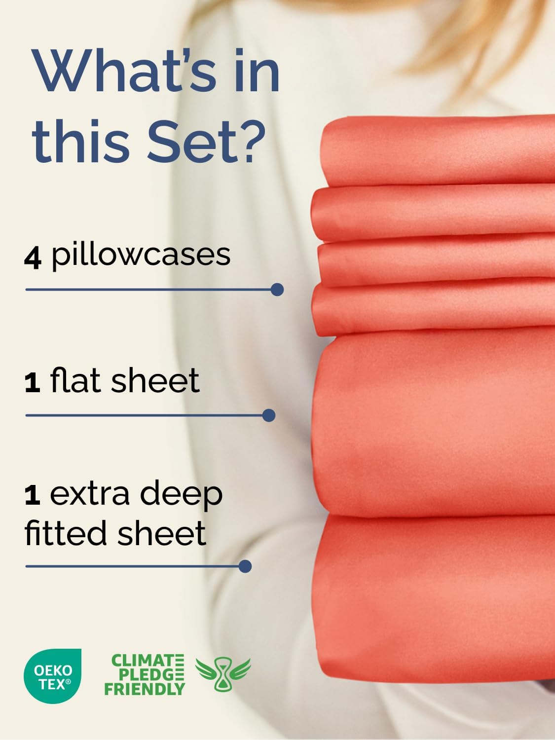 Skiennix Extra Deep King Sheet Set - 6 Piece Breathable Cooling Sheets - Luxury Hotel Quality - Coral
