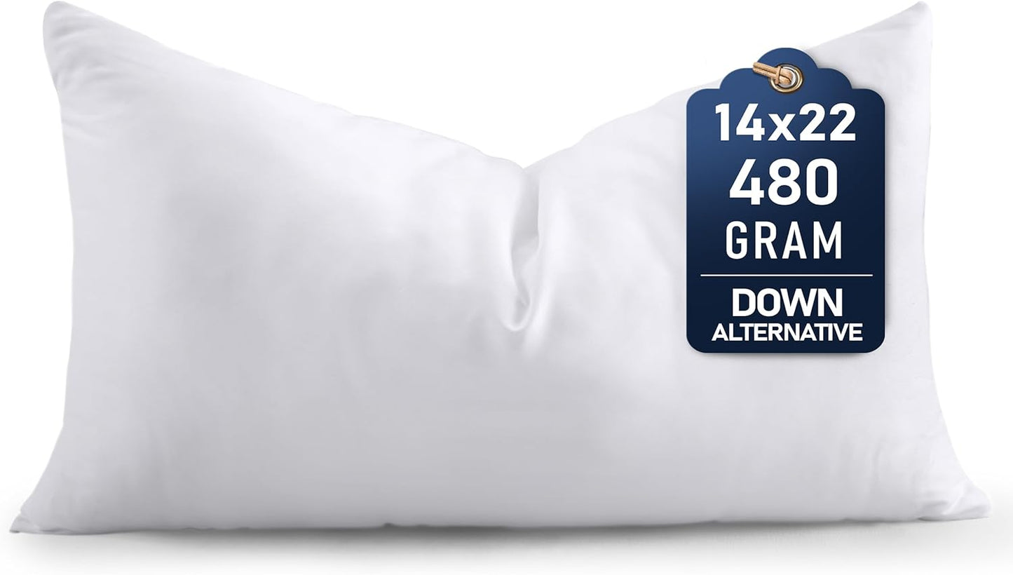Utopia Bedding Throw Pillow - Fluffy Down Alternative Cushion for Bed & Sofa | 14 x 22 Inches, White