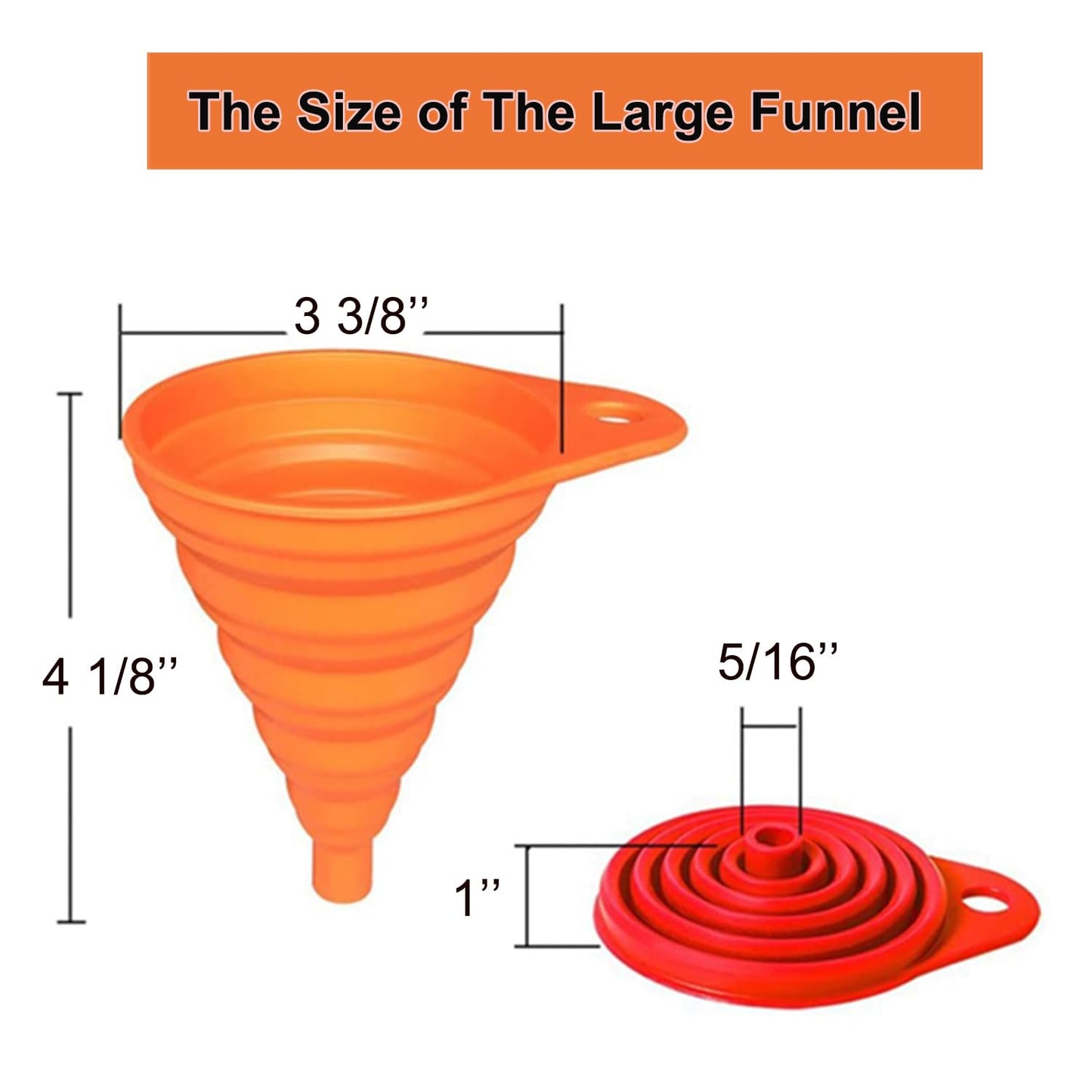 KongNai Silicone Funnel Set - Foldable & Collapsible Kitchen Gadgets | 6 Pack for Easy Liquid Transfer