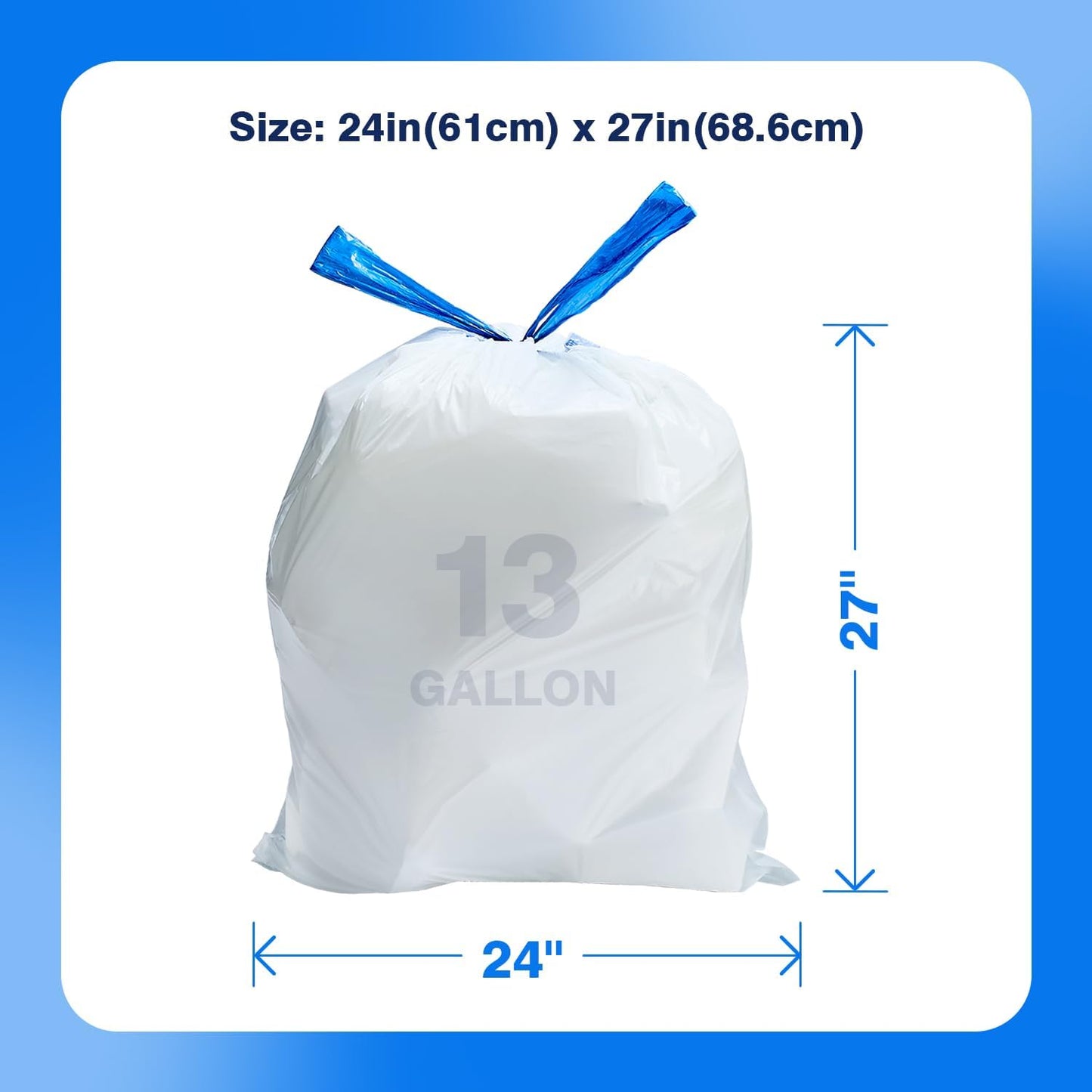 Regine Switzerland Tall Kitchen Drawstring Trash Bags - 300 Count, 13 Gallon, 100% Recycled, Unscented, White