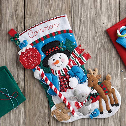 Bucilla Felt Christmas Stocking Kit - Santa Stop Here, 18-inch Holiday Decor