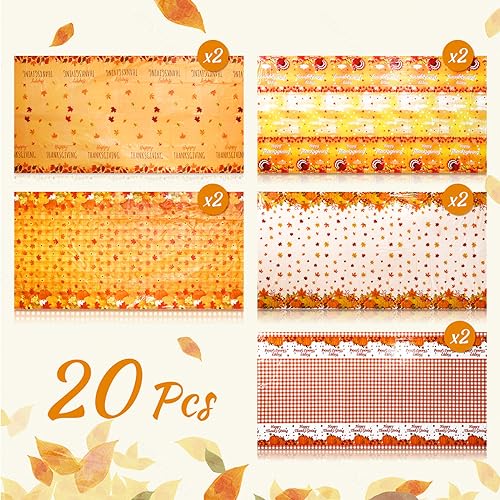 Thanksgiving Plastic Tablecloth 54x108 inch - 20 Pcs, Fall Theme, Remerry - Variation: 20 / Thanksgiving
