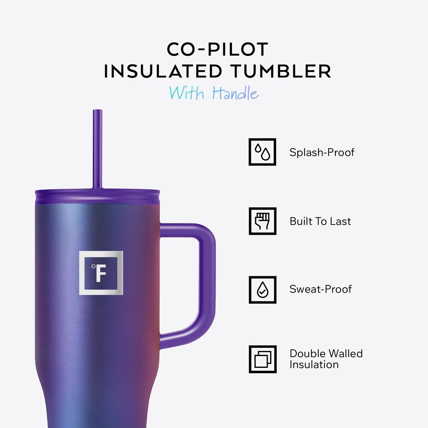 IRON °FLASK Co-Pilot Insulated Mug w/Straw & Flip Cap Lids - Cup Holder Bottle for Hot, Cold Drink - Leak-Proof - Water, Coffee Portable Travel Mug - Rusty Red, 32 Oz