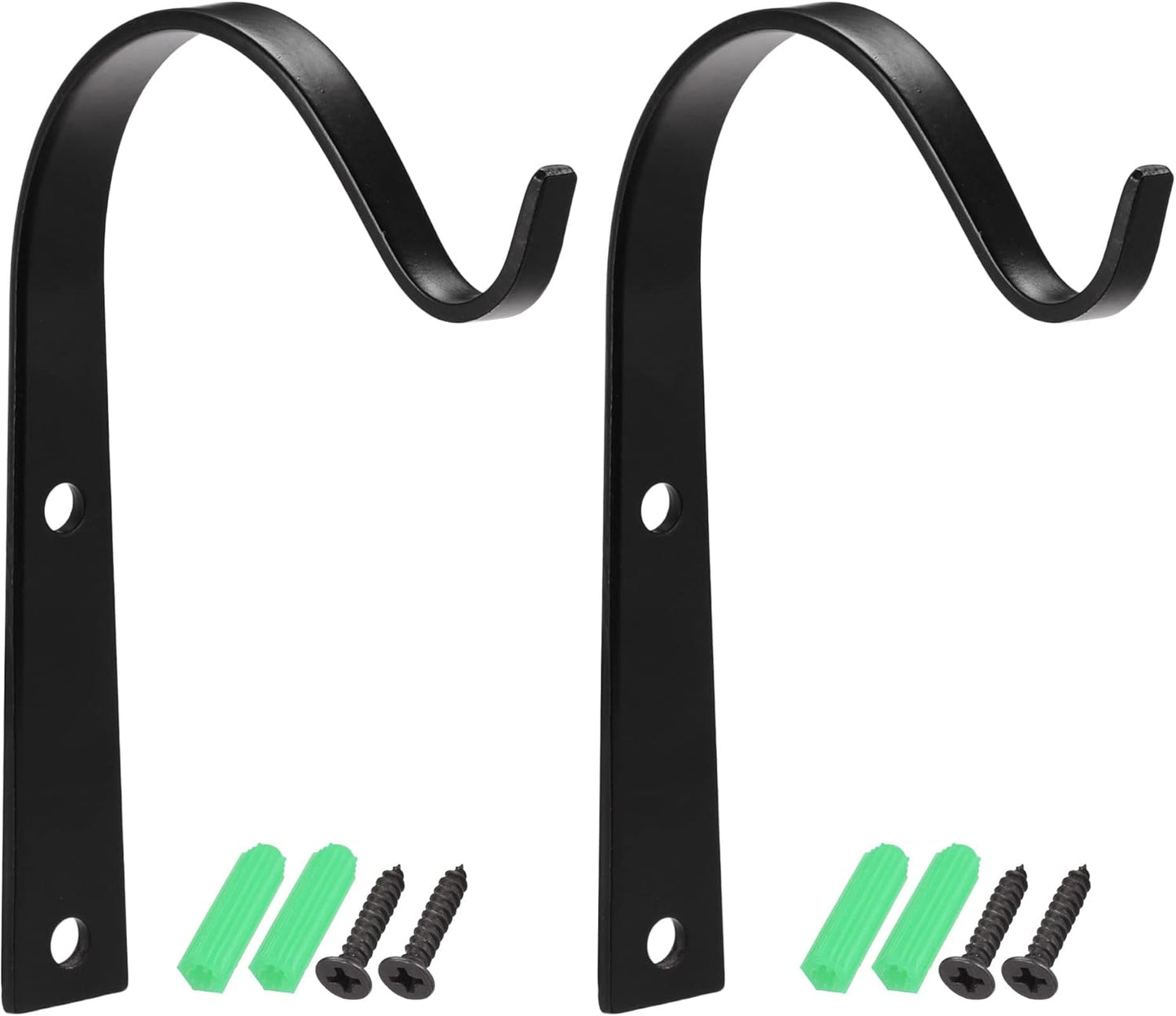 MECCANIXITY Iron Wall Hooks - 4 Inch Bracket for Hanging Lanterns & Plants | Black, Set of 2