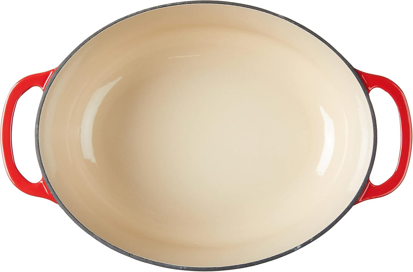 Lodge Enameled Cast Iron Oval Dutch Oven - 7 Quart with Lid & Dual Handles - Oven Safe to 500°F - Red