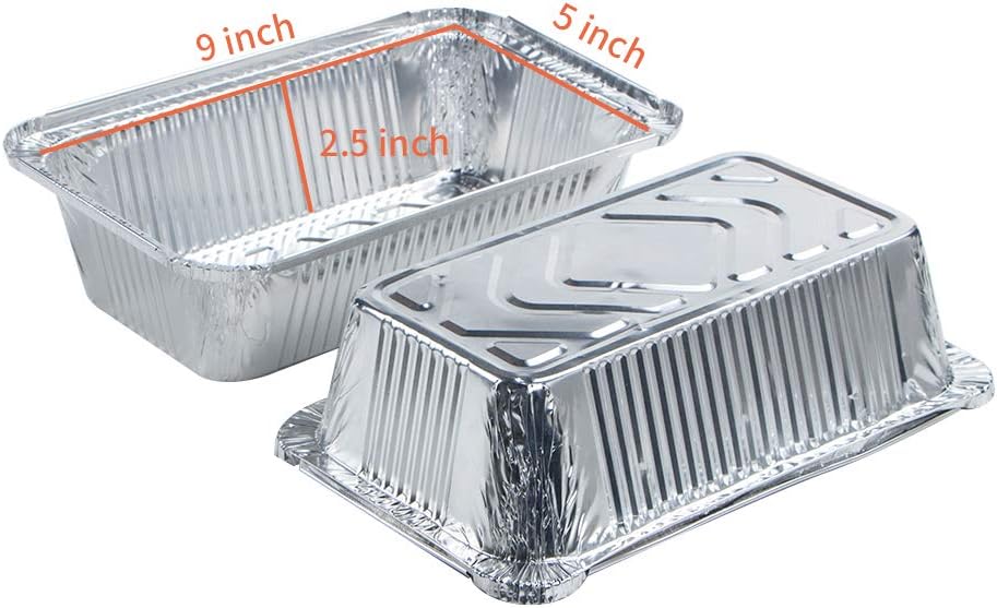 Webake Aluminum Foil Bread Pans - 9 x 5 Inch Disposable Take-Out Containers | Pack of 30 with Lids